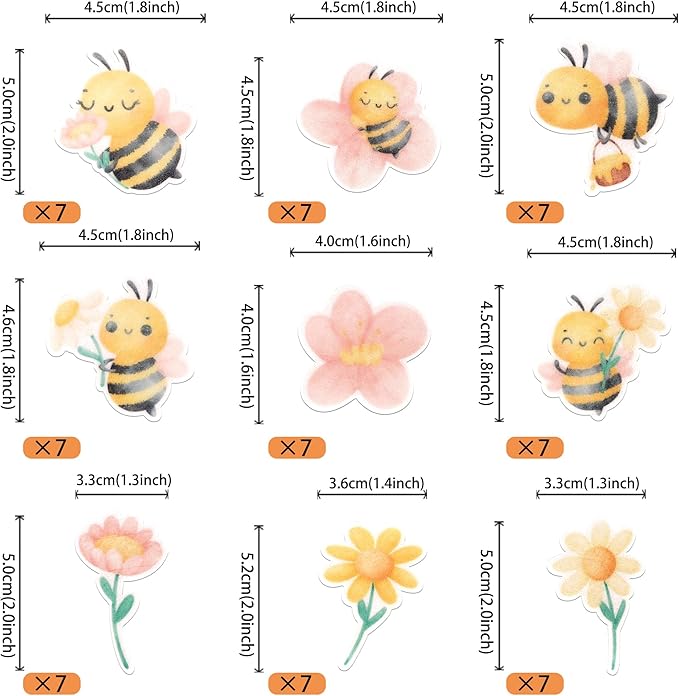 Rsstarxi 63 Pack Edible Bee Cake Topper Wafer Paper Oh Babee Cupcake Toppers for Honeybee Theme Bee Baby Shower Kids Birthday Party Cake Decorations Supplies