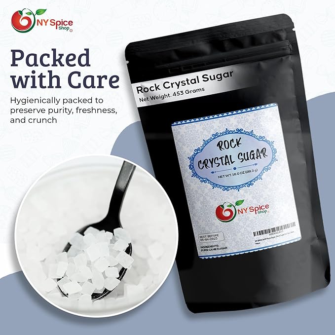 NY SPICE SHOP Rock Sugar ??1 Pound Bag Whole Rocks Candy Sugar Crystals ??Rock Candy ??Rock Sugar for Tea, Cakes