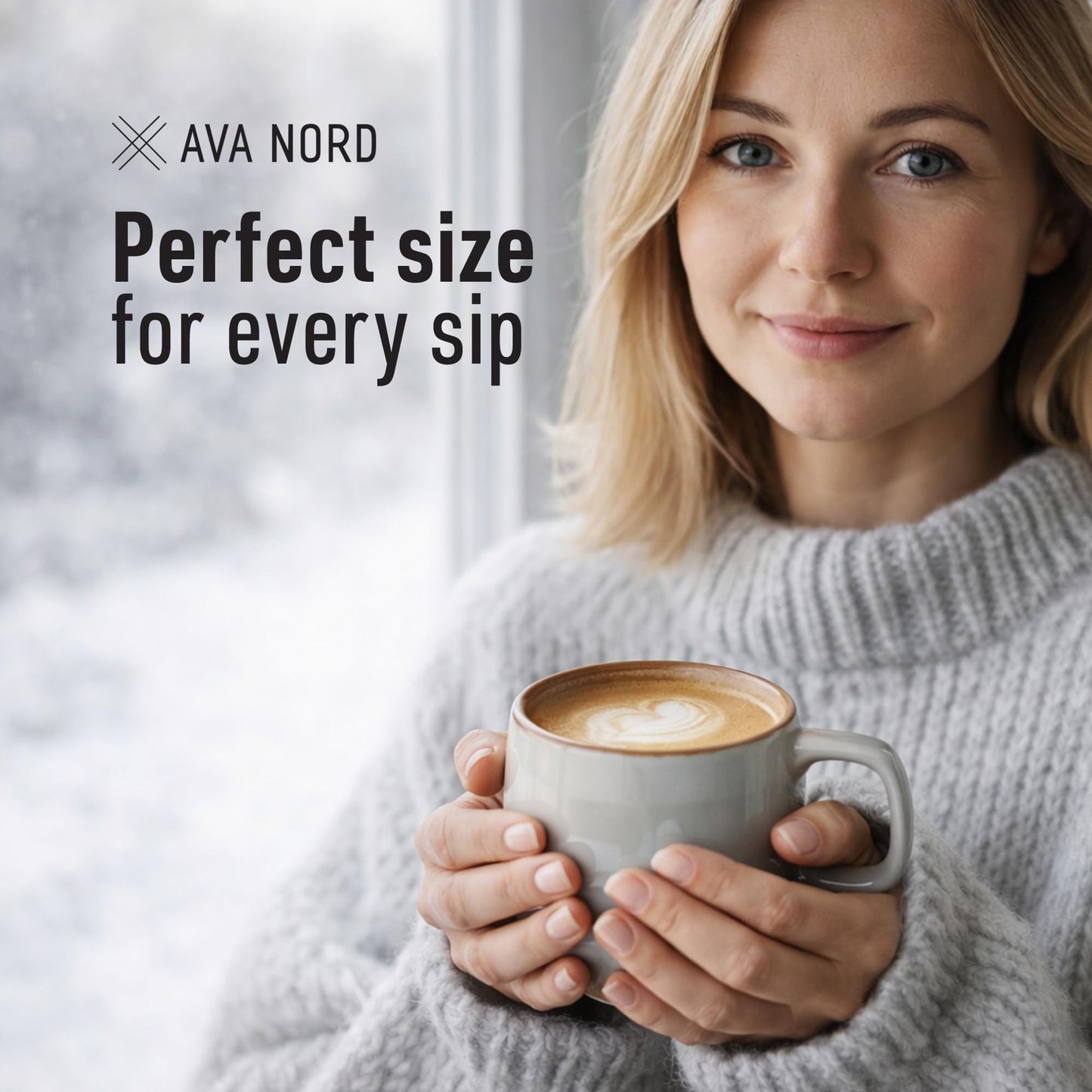 Ava Nord Stoneware Ceramic Coffee Mugs Set of 4 | 12 oz | Sage Ash