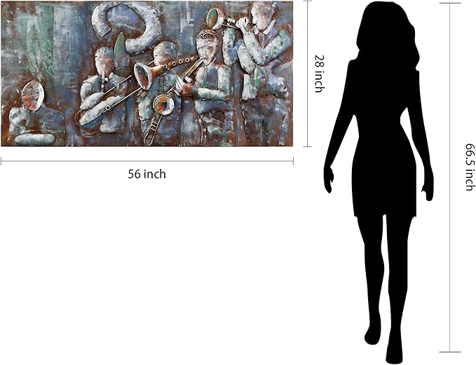 Empire Art Direct Jazz Band Mixed Media Iron Hand Painted Dimensional Wall Art, 56" x 28" x 2.4", Ready to Hang