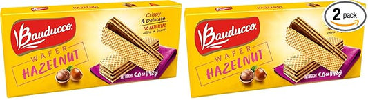 Bauducco Hazelnut Wafers - Crispy Wafer Cookies With 3 Delicious, Indulgent Decadent Layers of Hazelnut Flavored Cream - Delicious Sweet Snack or Desert - 5.0 oz (Pack of 2)