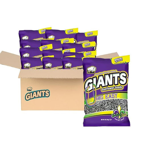 GIANTS Big Easy Sunflower Seeds - Sunflower Seeds to Eat, High Protein Snack, Smoky BBQ & Vinegar, Source of Vitamin E & Fiber Content - 5 oz Resealable Bags (Bulk Pack of 12)
