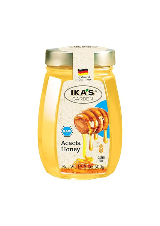 Ika’s Garden Raw Acacia Honey – 100% Pure, Unfiltered, Gluten-Free – Product of Germany, 17.6 oz (500g) Jar