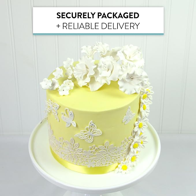Sugar Blossom Cake Spray – Gumpaste Flowers for Cake Decorating – White Cherry Blossoms with Green Leaves – 1 Count by Chef Alan Tetreault
