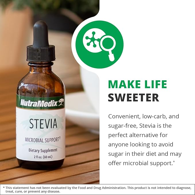 NutraMedix Sweet Leaf Stevia Liquid Drops - Sugar Free Sweetener from Pure Stevia Leaf Extract for Microbial Support - Low Carb, No Added Sugar (2 oz / 60 ml)