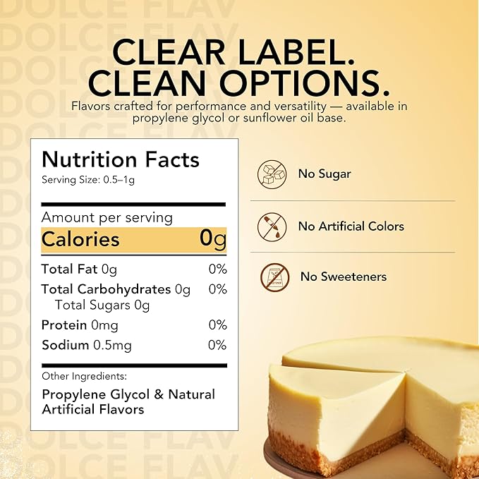 Dolce Flav Cheesecake Extract ??2 Ounce Water-Soluble Kosher, Sugar-Free, Concentrated Creamy Flavor for Desserts, Frostings & Pastries, Includes Measured Dropper