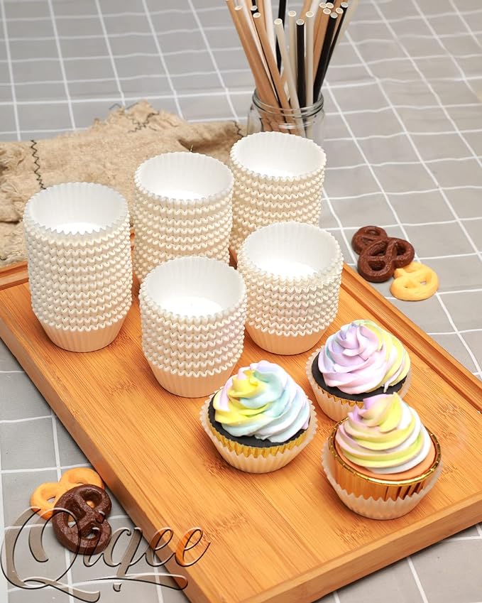 qiqee 600 Count Large Size Cupcake Liners White Muffin Liners Food Grade Jumbo Baking Cups Paper No Smells竊뉽arge Sizeç«?"<div>