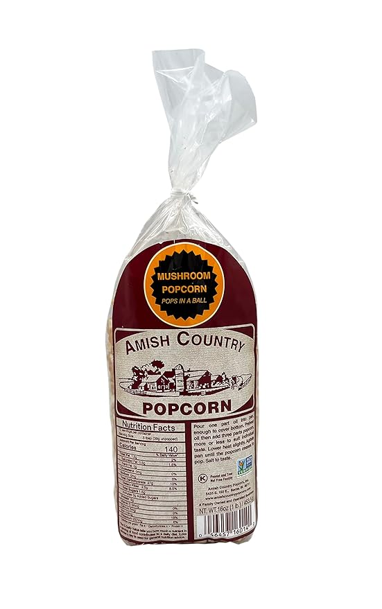 Amish Country Popcorn | 1 Lb Mushroom Kernels | Old Fashioned, Non-GMO and Gluten Free (1lb Bag)