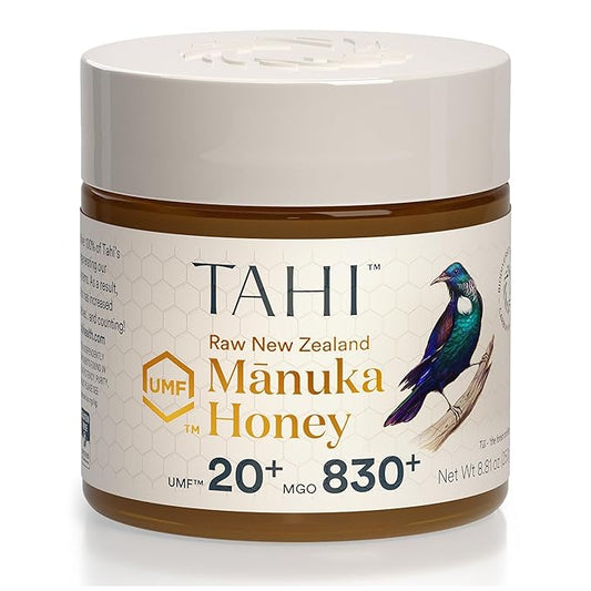 Tahi Raw Manuka Honey New Zealand UMF 20+ Certified (MGO 830+) - 100% Sustainable, Monofloral and Natural Honey - Non-GMO, Glyphosate-Free and Gluten-Free - New Zealand Manuka Pure Honey - 8.81oz