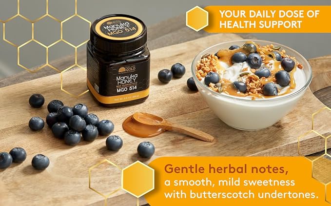 Nature’s Gold Raw Manuka Honey, Certified MGO 514+ | Authentic MGO, Australian Honey, Non-GMO, 100% Pure Genuine Traceable from Hive to Home (17.6oz)