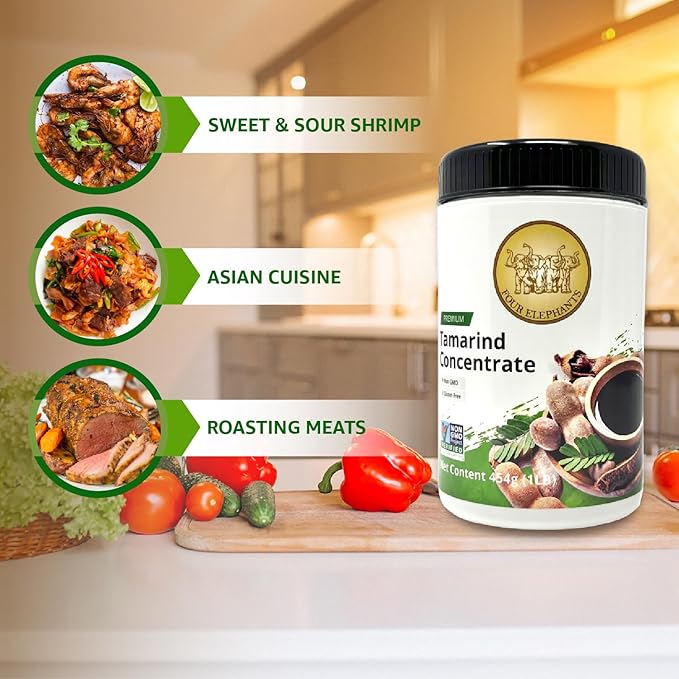Premium Tamarind Concentrate (3) | Endorsed By Pro Chefs | Key Ingredient For Pad Thai and Asian Cuisines | Four Elephants Brand