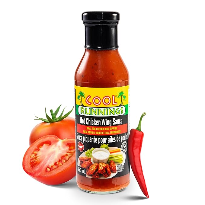 Cool Runnings USA Hot Chicken Wing Sauce, 350 ml - Spicy Flavorful Hot Sauce for Coating, Dipping, and Tossing Chicken Wings, Perfect for Game Night and BBQs