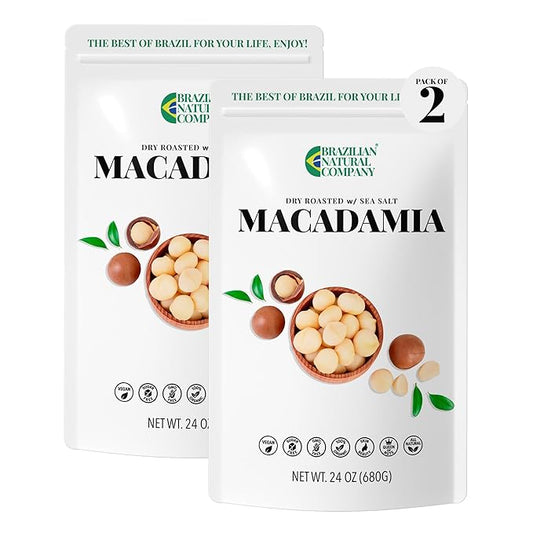 Macadamia Nuts Kit 48 oz, Stand Up Pouch – Rich in Omega 3, Vitamins and Minerals – Natural Source of Skin and Well Being – Lightly Salted – Brazilian Natural Company