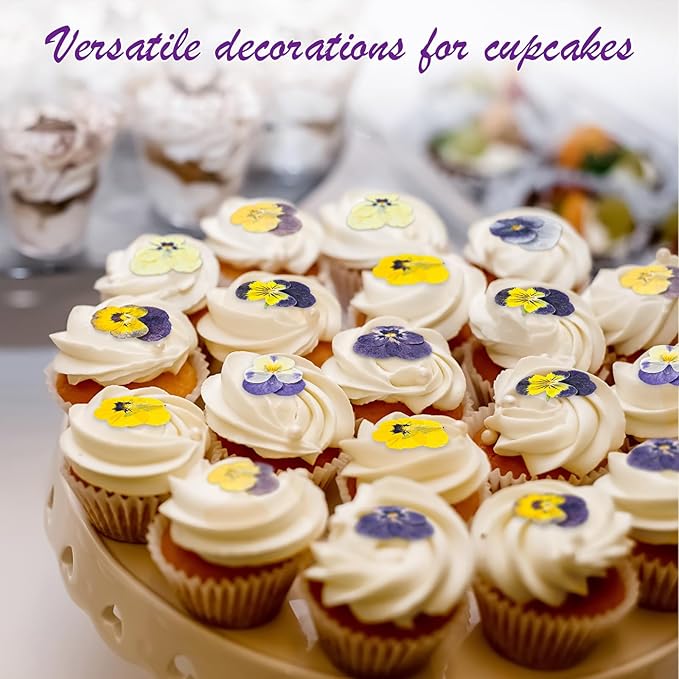 96 Pcs Natural Dried Pressed Edible Flowers for Cake Topper Decorating Cupcake Toppers Cocktails Resin Jewelry Making DIY Art Crafts(Purple,Flower Style)