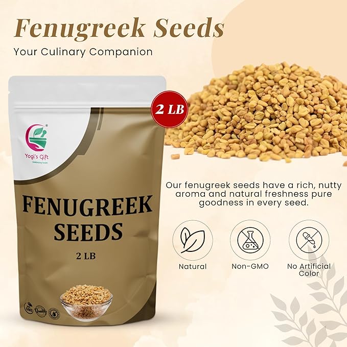 Fenugreek Seeds 2 LB, 100% Pure & Natural, Perfect for Cooking, Herbal Uses and Overall Wellness, 2 LB Bulk Pack - By Yogi?셲 Gift짰