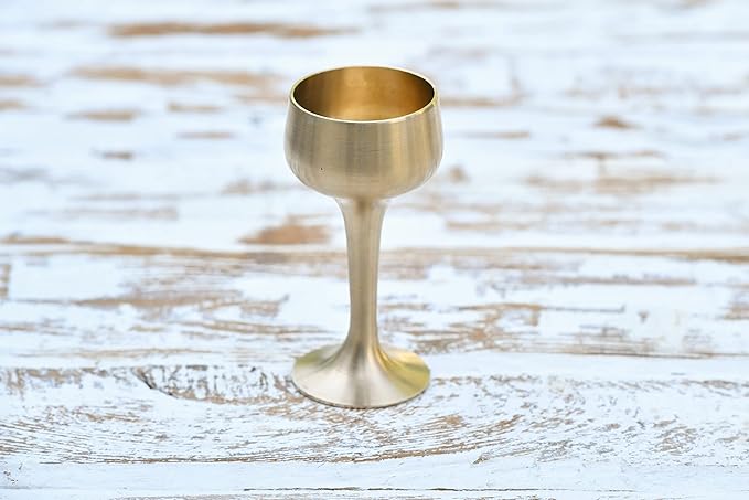 DeKulture Handmade Bronze Kansa Ayurveda Glasses Sake Cup Tumbler for Barware, 1.5 x 4.0 (DH) Inches 1.7 oz