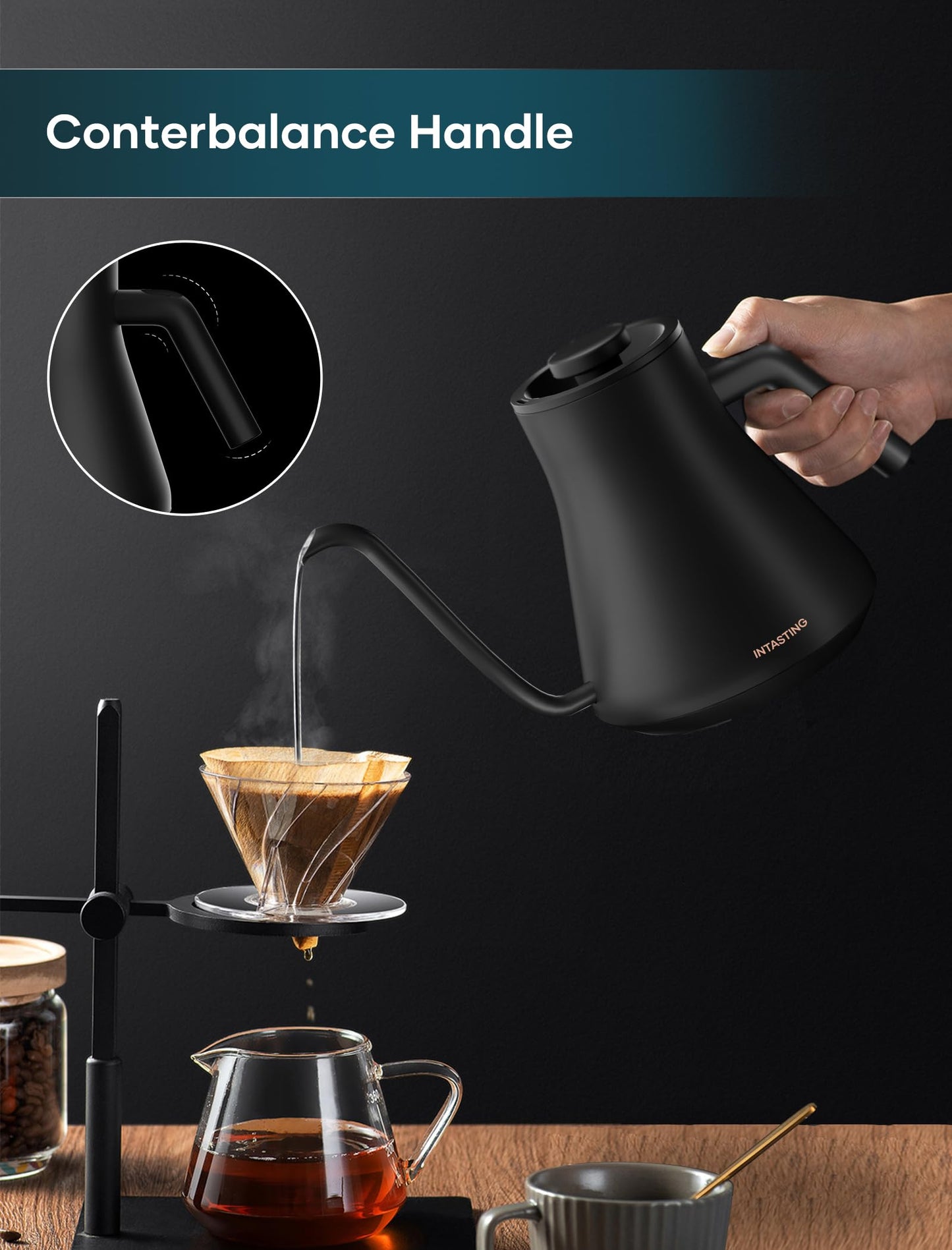INTASTING Gooseneck Electric Kettle, Temperature Control