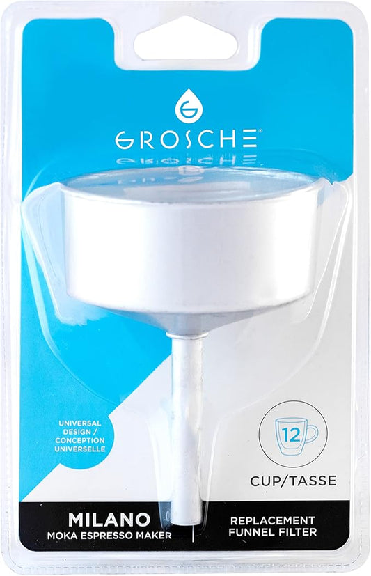 GROSCHE | Milano Moka Pot Funnel Replacement | (12 Cup) Funnel Filter | Espresso Maker | Filter Basket for Stovetop Espresso Makers | Coffee Maker