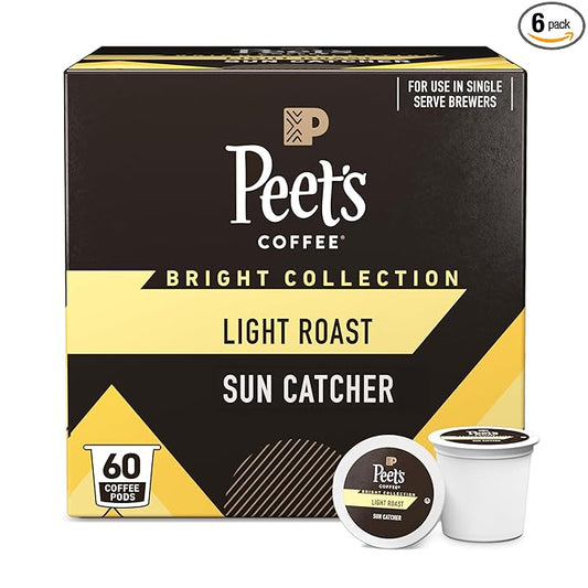 Peet's Coffee, Light Roast Single Serve Coffee Pods - Sun Catcher 60 Count (6 Boxes of 10 Pods)