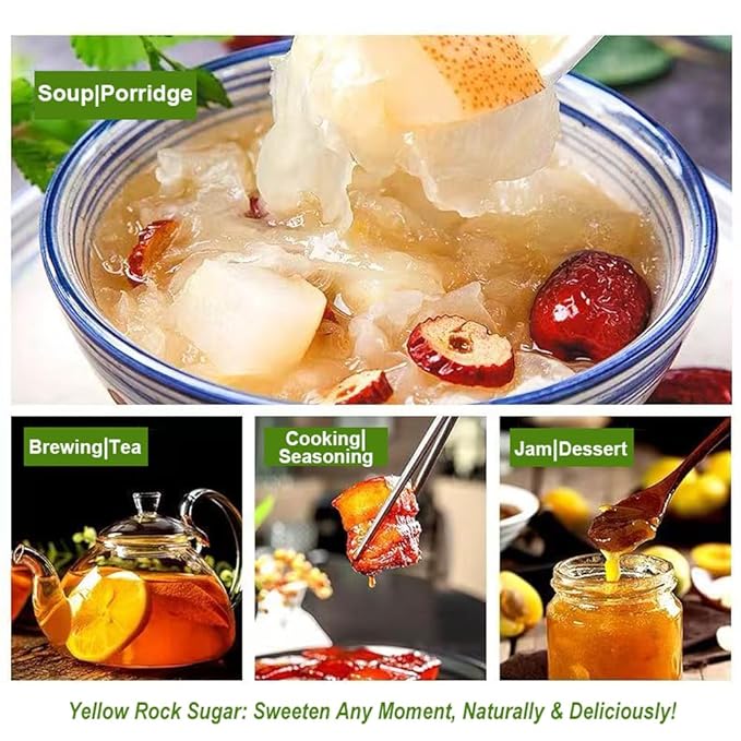 Fraunitsh Yellow Rock Sugar - Natural Sweetener, 9.8oz | Small Sugar Crystals | Perfect for Tea, Coffee, Baking, Boba, Cooking & Asian Desserts | 容꾢?±楹?,<div>