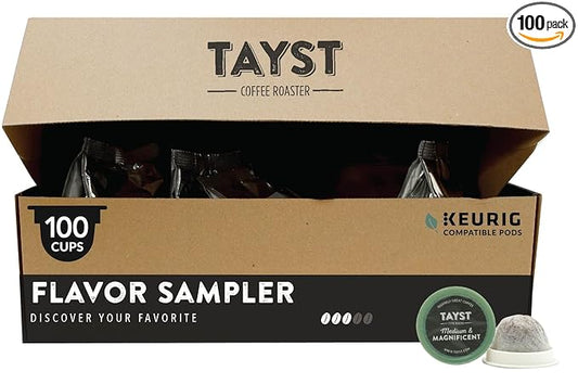 Tayst Coffee Pods, Vanilla Cream and Happy Hazelnut Medium Roast, K Cups Compatible with Keurig Coffee Maker, Sustainable Single Serve, Pack of 100