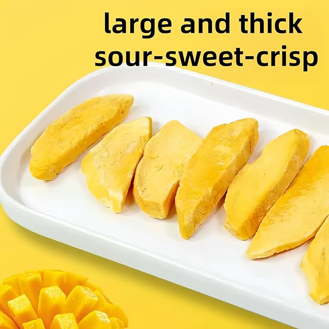Freeze Dried Mango Chunks, Dried Mango, crispy fruit mango，mango dried fruit，Unsweetened, Crispy Tropical Fruit Snacks, Delicate Jar, 6.1 oz/175g