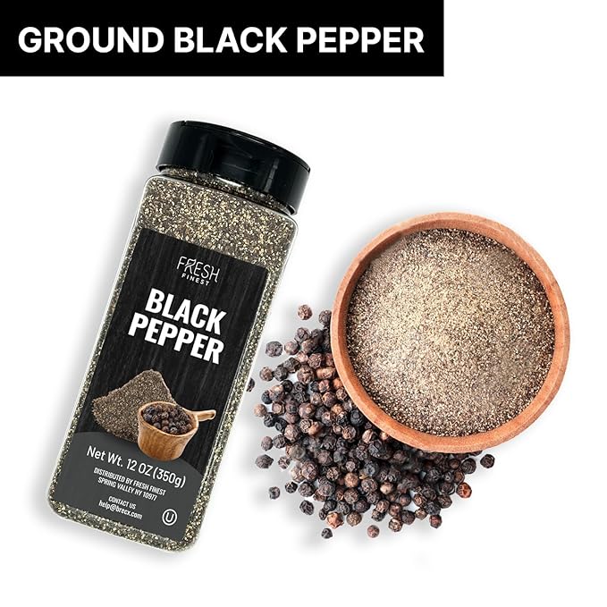 Fresh Finest Course Black Pepper ??12 oz 350G for Home and Commercial Cooking - Course Grind Black Pepper in Practical Container,