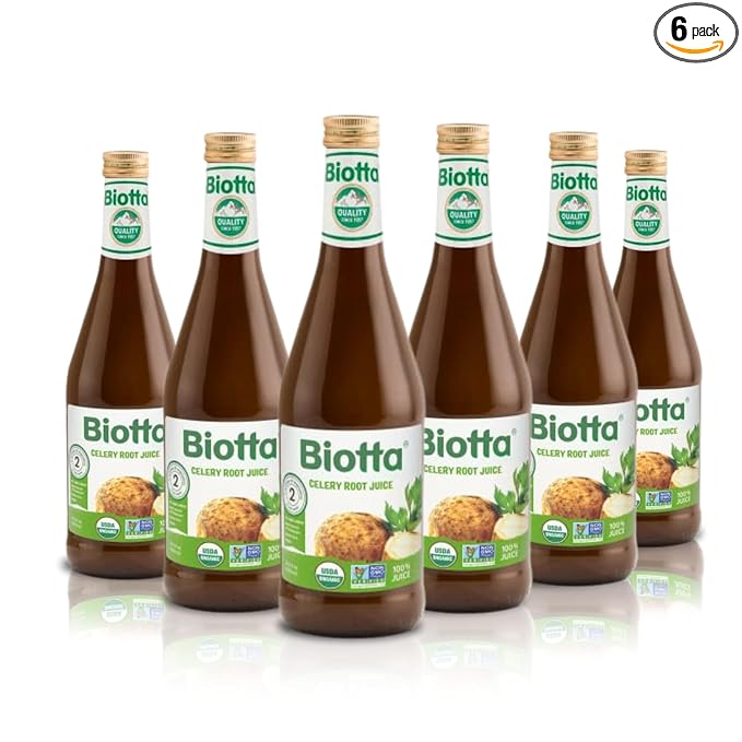 Biotta Organic Celery Juice - 100% Vegetable Juice for Energy, Immunity & Wellness - Excellent Source of Nutrients - All Natural, Non-GMO, Gluten-Free (16.9 Fl Oz, Pack of 6)
