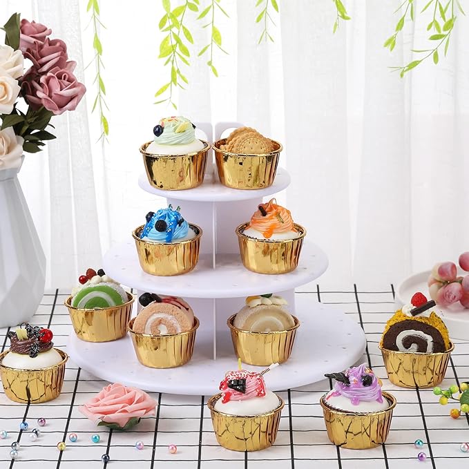 300 Pack Gold Cupcake Liners Bulk Disposable Foil Muffin Cups 3.5 oz Wrappers for Baking Aluminum Paper Mini Metallic Disposable Holiday Party Wedding Festival Supply