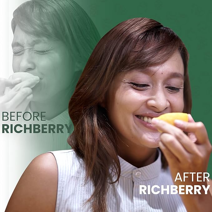 Miracle Berry by richberry, 50-Halves, Freeze Dried Premium Fruits, 100% Real Fruit, No Preservatives, Naturally Sweetens Sour Food, Great for Snacks and Taste Tripping