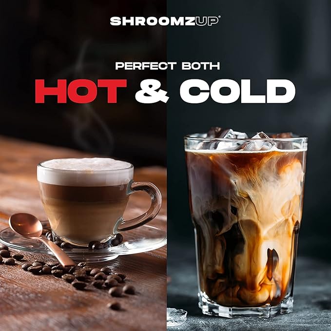 Shroomzup Mushroom Coffee Instant - 15 Single Serve Packets with 4 Mushrooms - Lion’s Mane, Reishi Chaga Cordyceps - Vegan Nootropic Coffee for Energy