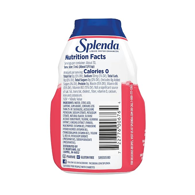 SPLENDA Energy Liquid Water Enhancer Drops, Sugar Free, Zero Calorie, Natural Flavor, Concentrated Drink Mix, 3.11 Fl Oz Each Bottle (Strawberry Pineapple, 1 Pack)