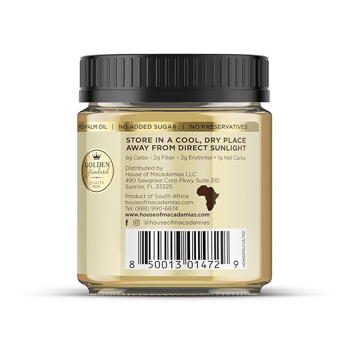 Macadamia Nut Butter, White Chocolate - 1 x 8.8oz - No Added Sugar, No Palm Oil, Plant-based, No Artificial Ingredients