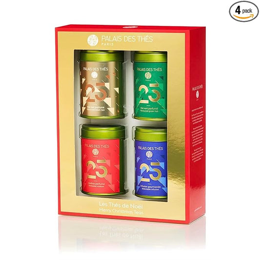 Palais des Th챕s - Nì§?5 Holiday Collection Miniatures Box Gift Set - Assortment of Black, Green, Herbal, and Rooibos Teas - Variety Pack of 4 Loose Leaf Tins