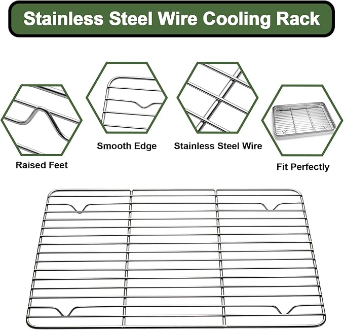 EWFEN Baking Set: Stainless Steel Sheet Pan with Cooling Rack & Silicone Mat Set, Multi-Size (3 Sheets + 3 Racks + 3 Mats), Warp Resistant & Heavy Duty, Easy Clean