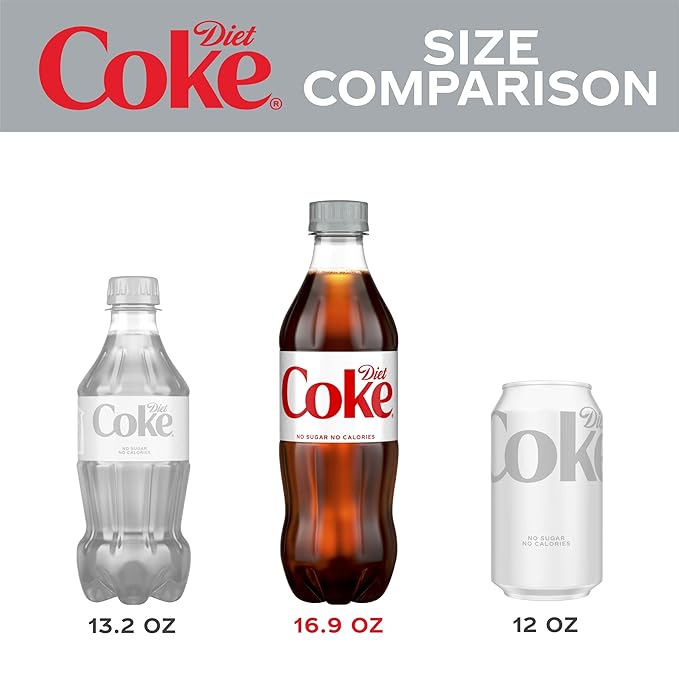 Diet Coke Soda Soft Drink, 16.9 fl oz, 12 Pack
