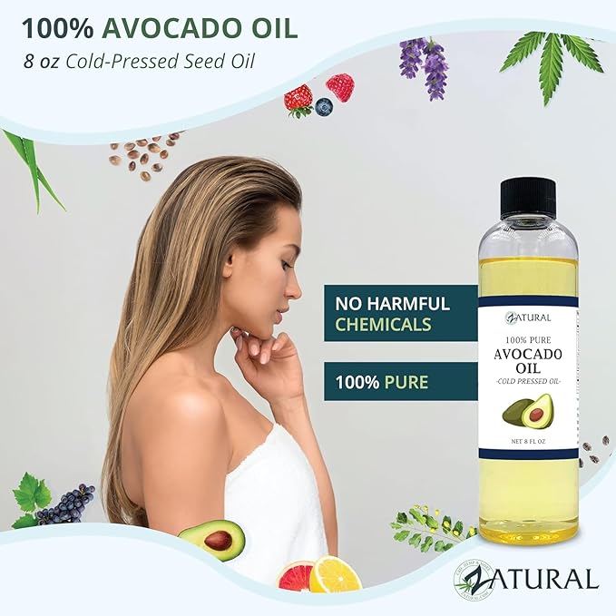 Zatural 100% Avocado Oil Pure Natural Without Additives, Clean, Cold Pressed, Non-GMO, Vegan: for Cooking, Frying, Baking and for Sauces, Dressings, Marinades, Salads (16oz GLASS)