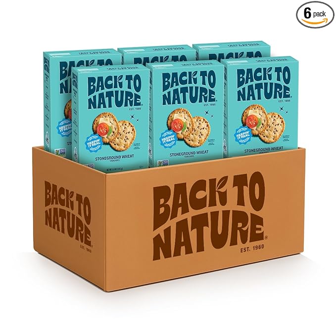 Back to Nature - Stoneground Wheat Crackers - Made with Real Ingredients like Whole Grains and Flax Seed - Non-GMO - 5 Ounce (Pack of 6)