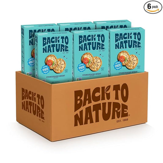 Back to Nature - Stoneground Wheat Crackers - Made with Real Ingredients like Whole Grains and Flax Seed - Non-GMO - 5 Ounce (Pack of 6)