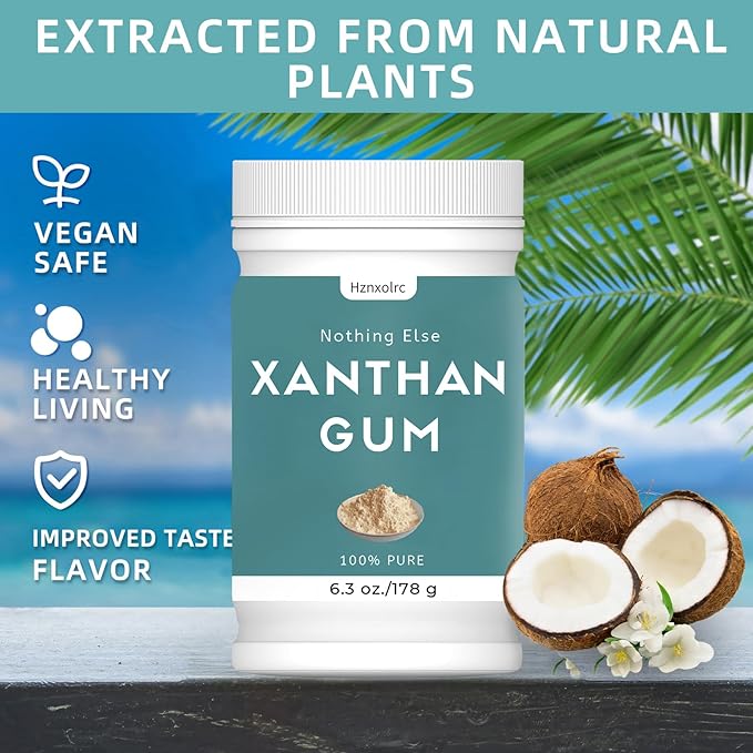 6.3 oz Food Grade Xanthan Gum Powder, Pure Xanthan Gum for Baking Gluten Free, Xanthan Gum Thickener Suitable for Making Ice Cream, Cake, Yogurt, Candy and More