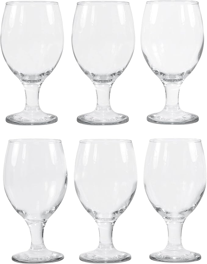 Red Co. Belluno Classic Clear Glasses for Water, Juice, Liquor - Wine Goblets - Set of 6 (13.5 Ounces)