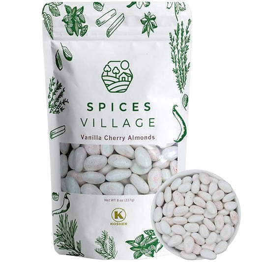 Spices Village Cherry Vanilla Jordan Almonds, Flavored, Crunchy Candy Coated Almonds, 32 oz, Ideal for Weddings, Baby Showers, Parties, Favors, and Gifting, Kosher Certified