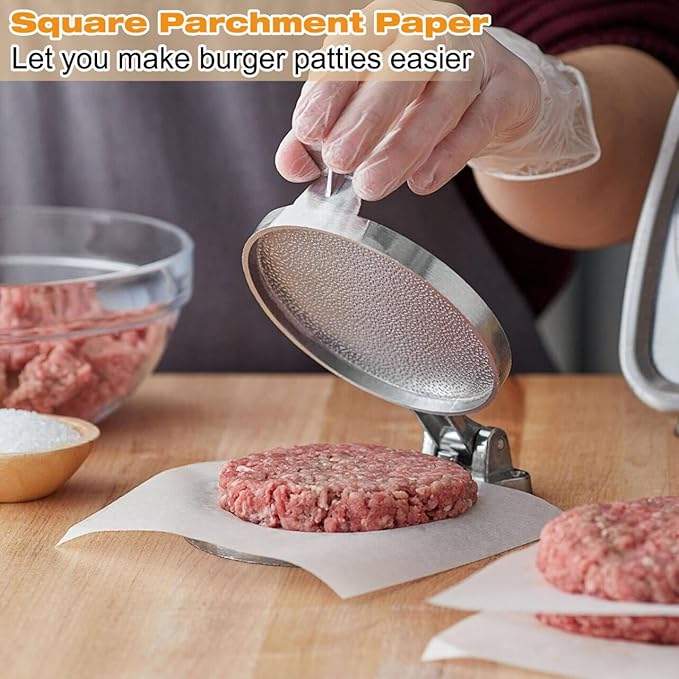 300Pcs Burger Patty Paper, AIMEIKI 7x7 Inch Parchment Paper Squares for Burger Press, Unbleached Smash Burger Paper for Separating Patty, Cake Baking, Wrapping Candies and More