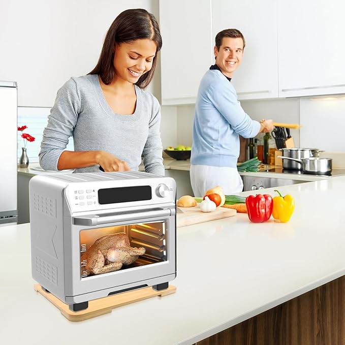 360째 Rolling Tray Bamboo Appliance Slider for Kitchen Appliances, for Breville Espresso Machine Accessories, Sliding Tray for Coffee Maker Appliances Mat Easily from Under The Cabinet Natural13"횞15.7"