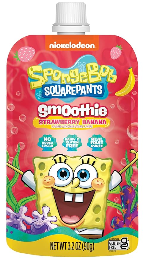 SpongeBob Squarepants Strawberry Banana Bliss Fruit Smoothie Purée ??Dive Into Deliciousness!