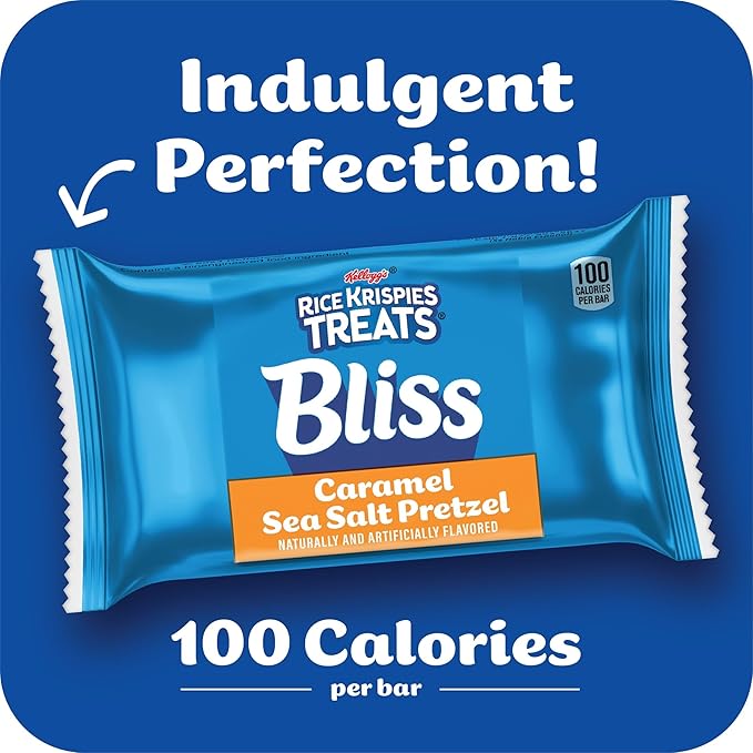 Rice Krispies Treats Bliss Crispy Marshmallow Squares, Snack Bars, Caramel Sea Salt Pretzel (6 Boxes, 36 Bars)