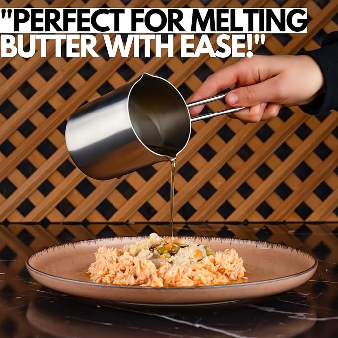 Turkish Coffee Pot Stainless Steel Cezve 16.90 fl oz ??Small Milk Warmer Briki for Stove ??Coffee Boiler & Arabic Greek Coffee Maker ??Heat Resistant Handle