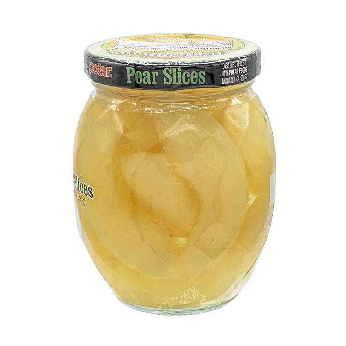 MW Polar Pear Slices in Light Syrup, glass jar 10oz (Pack of 12)