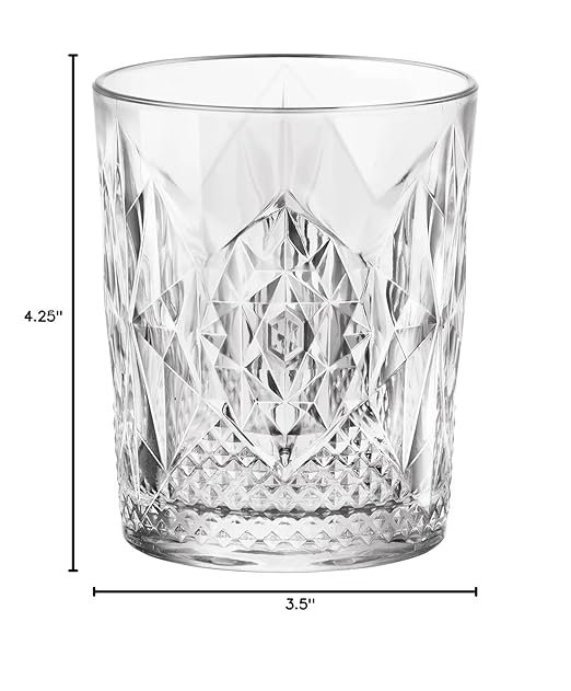 Bormioli Rocco Bartender Stone 13.25 oz. Double Old Fashioned DOF Drinking Glasses, Clear, Set of 6