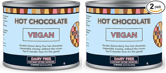 Double Donut Dairy Free Hot Chocolate Mix, Non Dairy Instant Vegan Hot Chocolate Mix, 12 Ounce (Pack of 2)